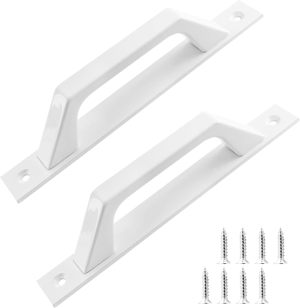 2 Pack Sliding Barn Door Handles, 7.9 Inch Gate Door Handles, Aluminium Alloy Pull Handle for Sliding Barn Doors Gate Cabinet Closet Drawer Garage Shed, White