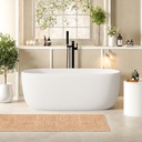 Ambrovina 51'' Freestanding Resin Stone Bathtub, Modern Oval Solid Surface Soaking Bathtubs with Built-in Overflow and Pop-up Drain, Contemporary Stand Alone Tub for Bathroom, Hotel, Glossy White