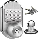 Keyless Door Lock Deadbolt Entry Door Knob Keypad Digital Combination Higher Security Keypad Door Knob Mechanical Stainless Steel #304 (Pass Code or Key)
