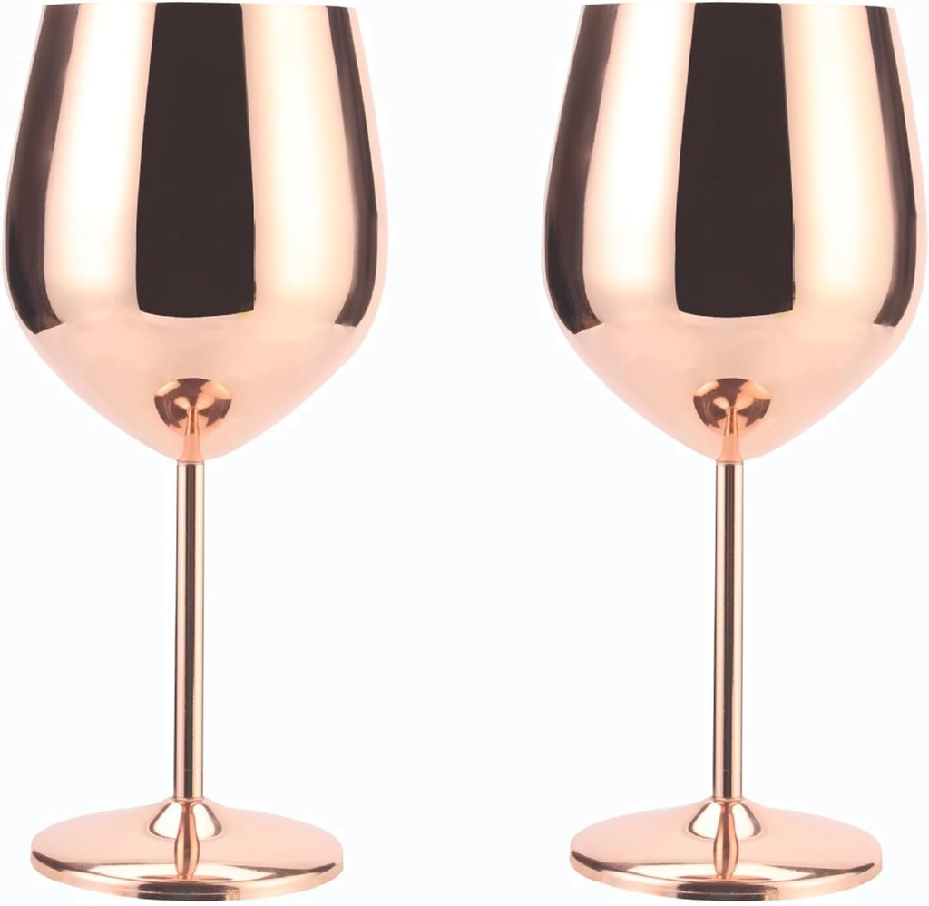 Goblet Party Glasses Stainless Steel Champagne Flutes Electroplating Process Champagne Glasses 18oz Cocktail Glasses for Wedding Party Wine Tasting Daily Use(2Pcs/Rose Gold)