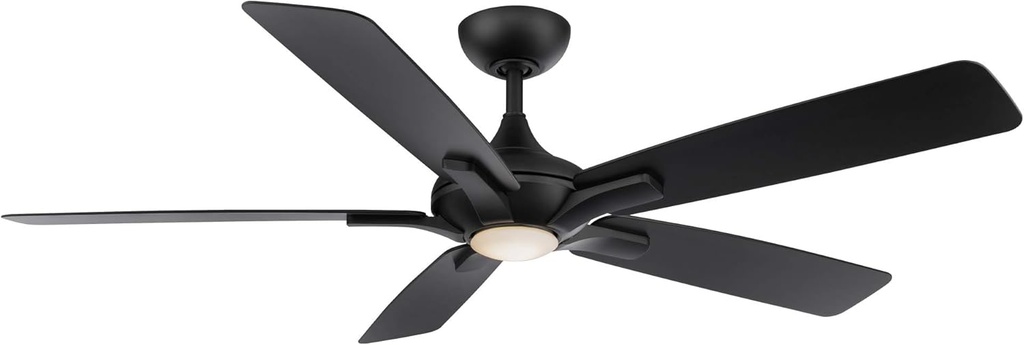 Modern Forms Mykonos Indoor and Outdoor 5-Blade Smart Ceiling Fan 60in Matte Black with 2700K LED Light Kit and Remote Control (FR-W2008-60L-27-MB)