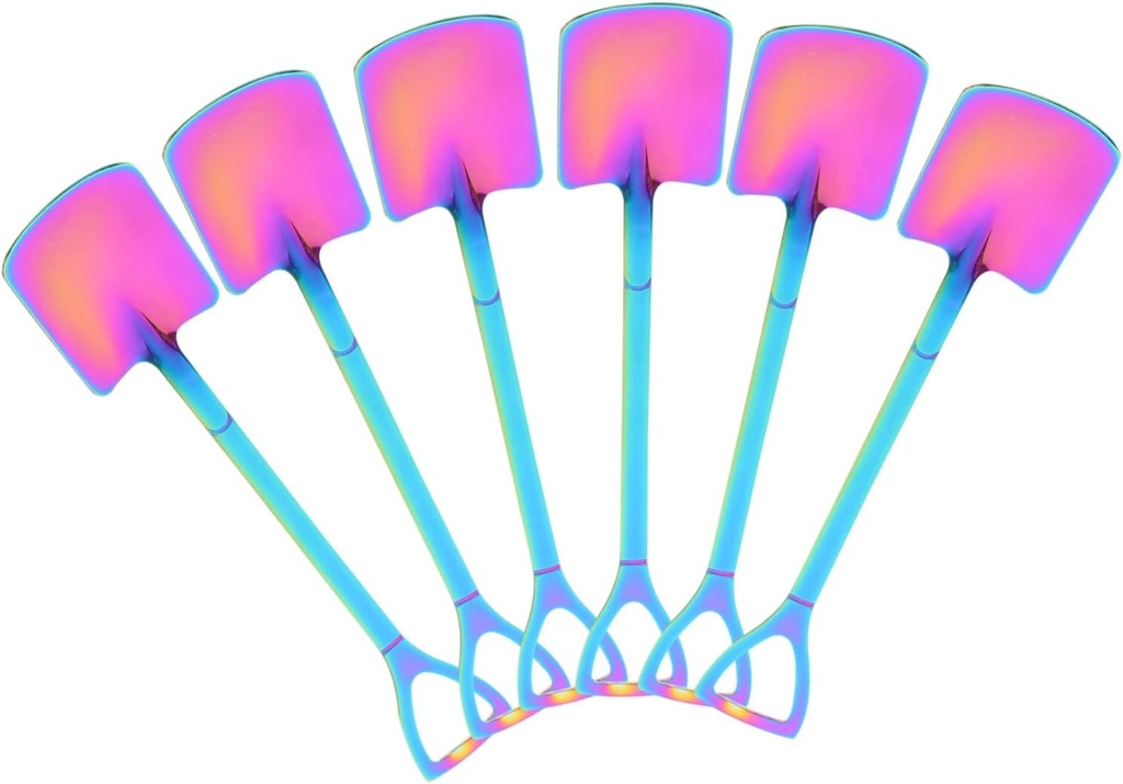 LIFKOME 6pcs Cake Spoon Set Metal Ice Cream Scoop Commercial Spatula for Iced Tea Dessert