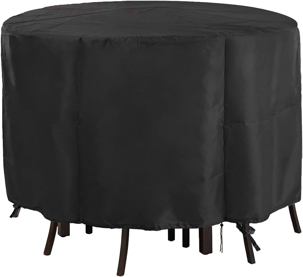 Round Patio Bar Height Table and Chair Cover 90 Inch,Outdoor Round Tall High Patio Table Cover for Patio Rounds Furniture, Patio Set Covers Waterproof Outdoor - 90 X 43 Inch, Black