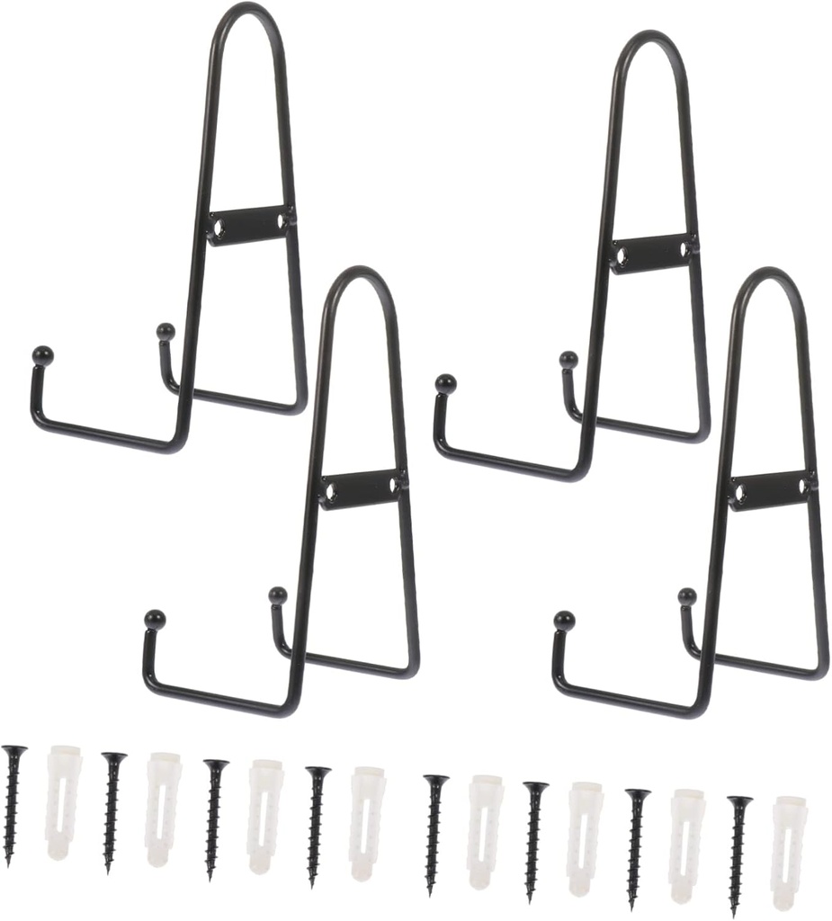 Unomor 4pcs Ceramic Plate Display Stands Multipurpose Artwork and Tableware Holder Rustic Dish Rack for Home Dec