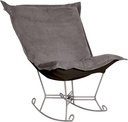 Howard Elliott Scroll Puff Rocker Seating Chair With Cover, Multipurpose Alternate Seating Butterfly Chair with Titanium Frame, Patio Furniture for Camping, Home, Indoor & Outdoor, Bella Pewter