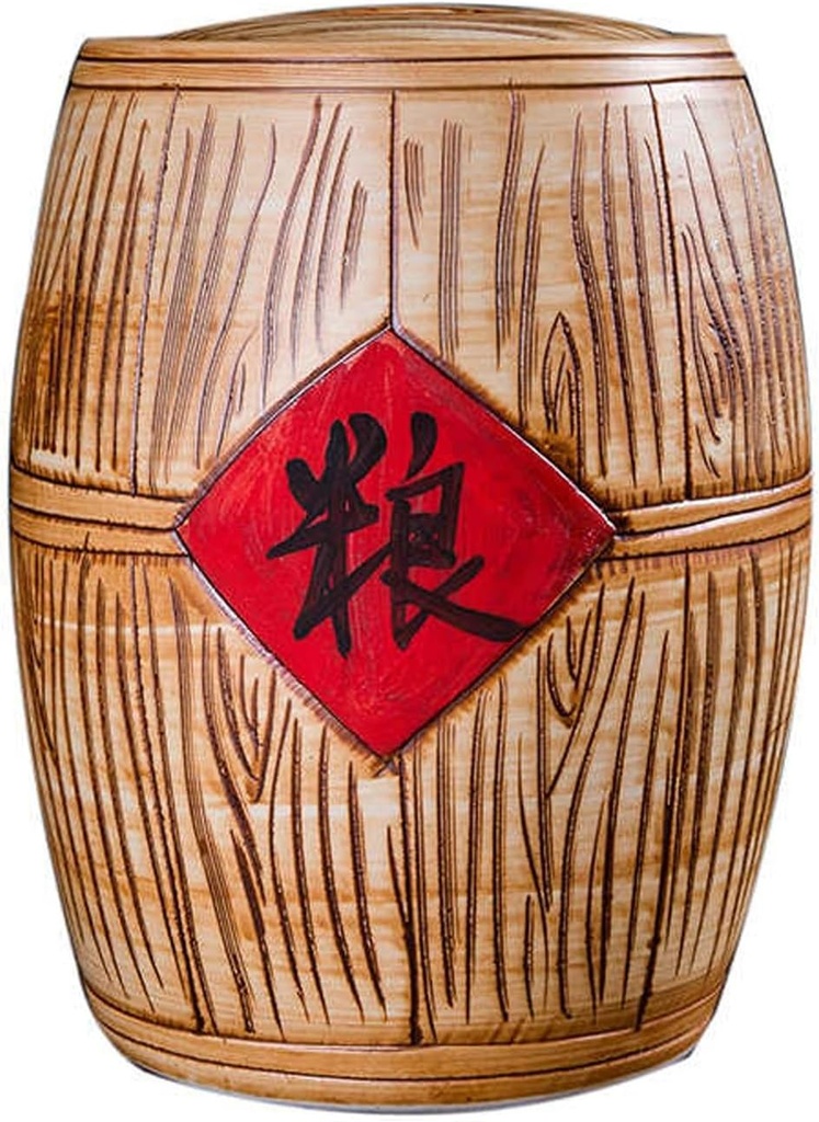 Ceramic Rice Jar with Lid, Household Rice Barrel, Kitchen Flour Bucket Study Decorative Storage Jar, Rice Dispenser, Food Storage Jar, for Rice, Soybeans, Corn, Flour(21 * 28cm/8.3 * 11in)