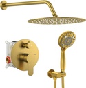 SR SUN RISE Shower Faucet - Multifunctional High Pressure Shower Head System with Handheld Shower Head Fixtures - Valve Included (Brushed Gold, 12 inch)