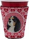 Caroline's Treasures LH9144RSC Cavalier Spaniel Hearts Love and Valentine's Day Red Cup Hugger Cup Cooler Sleeve Hugger Machine Washable Drink Sleeve Hugger Collapsible Insulator Beverage Insulated Ho