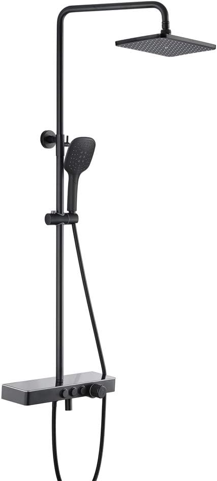 Black Shower System with Cold and Hot Water, 3 Function Water Outlet Bathroom Wall Mounted Luxury Rain Mixer Shower Combo Set with Brass Top Shower, Handheld Shower, Bathtub Faucet