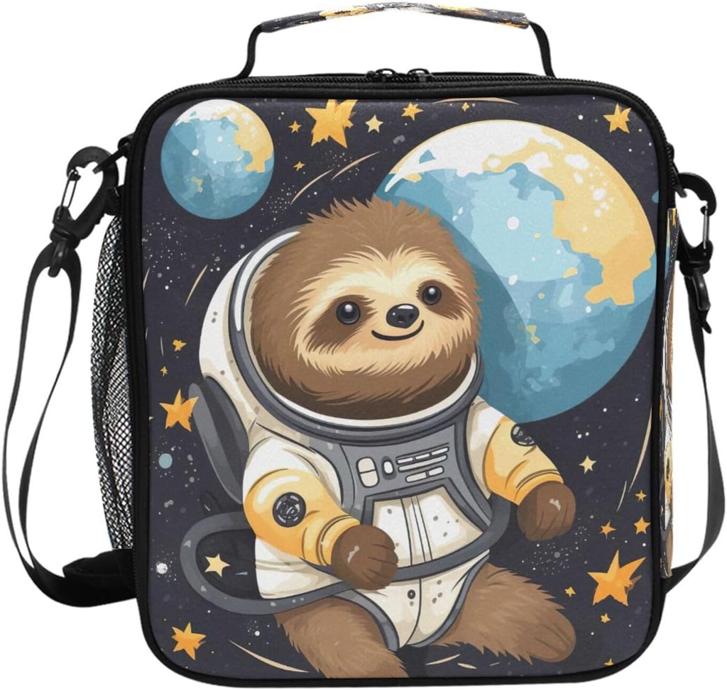 Astronauts Sloth Lunch Box Bag Large for Boys Girls Kid Insulated Lunch Bags Food Container Reusable Lunchbox Leakproof Bento Bag Lunch Tote Bag for Women Men School Travel Daytrip