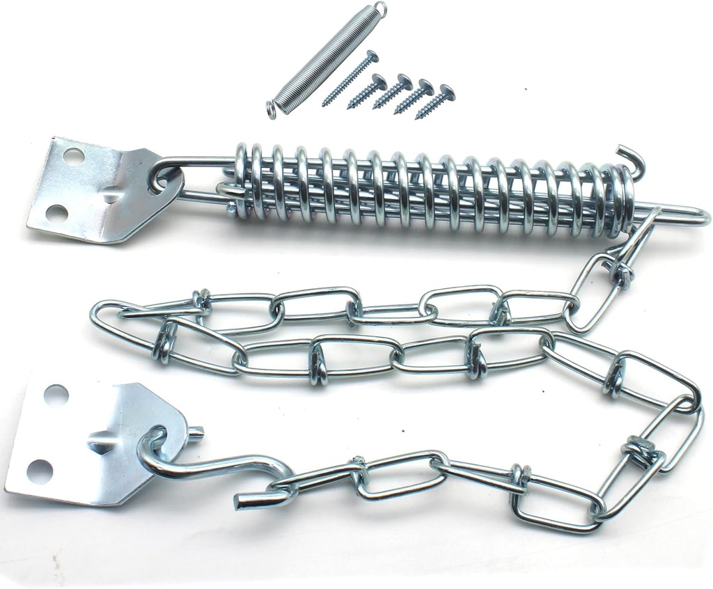 FDXGYH 2 Set Screen Door Chain Heavy Duty Storm Door Chain Protector Chain and Spring Storm Door Closer(Silver)