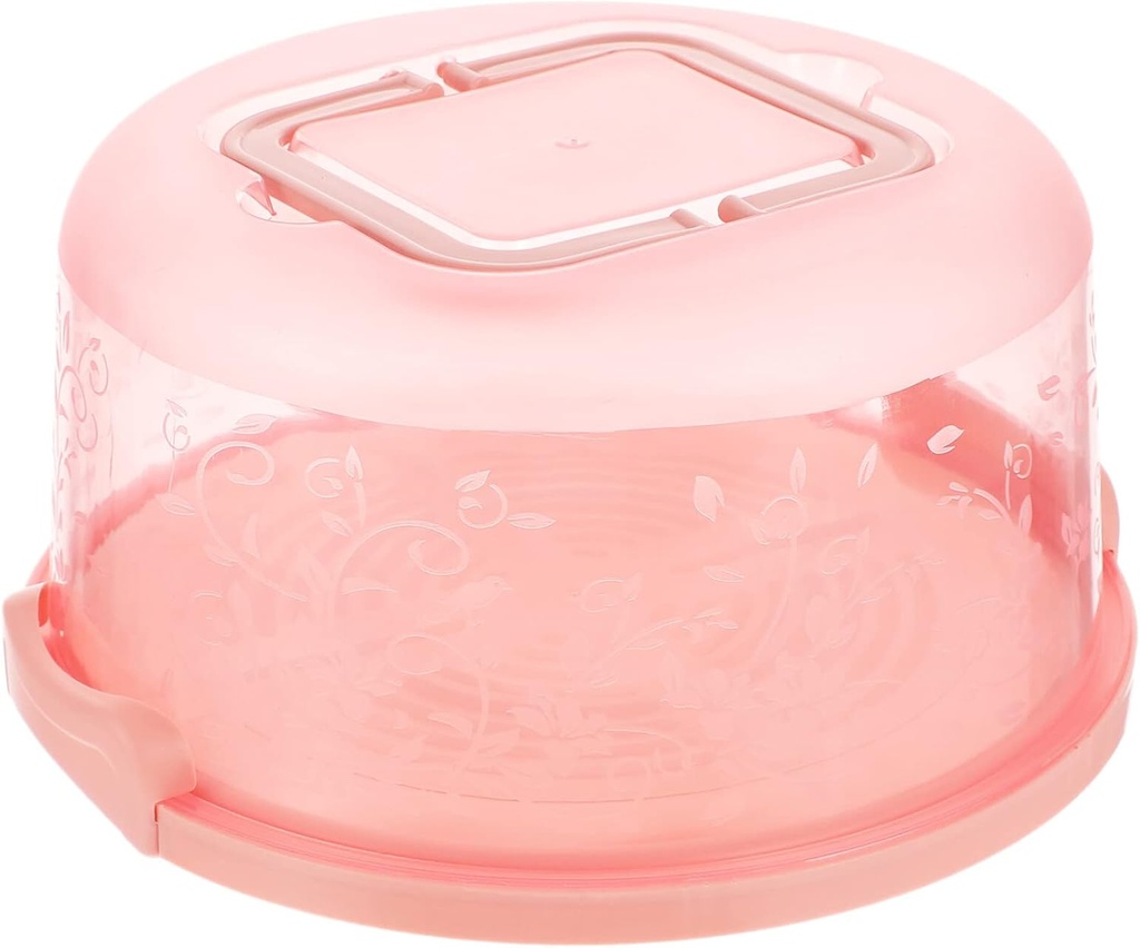 FRCOLOR 1pc Portable Buckle Round Cake Carrier with Handle Food-grade Safe Cake Storage Container for Pies and Sandwiches for Parties and Travel