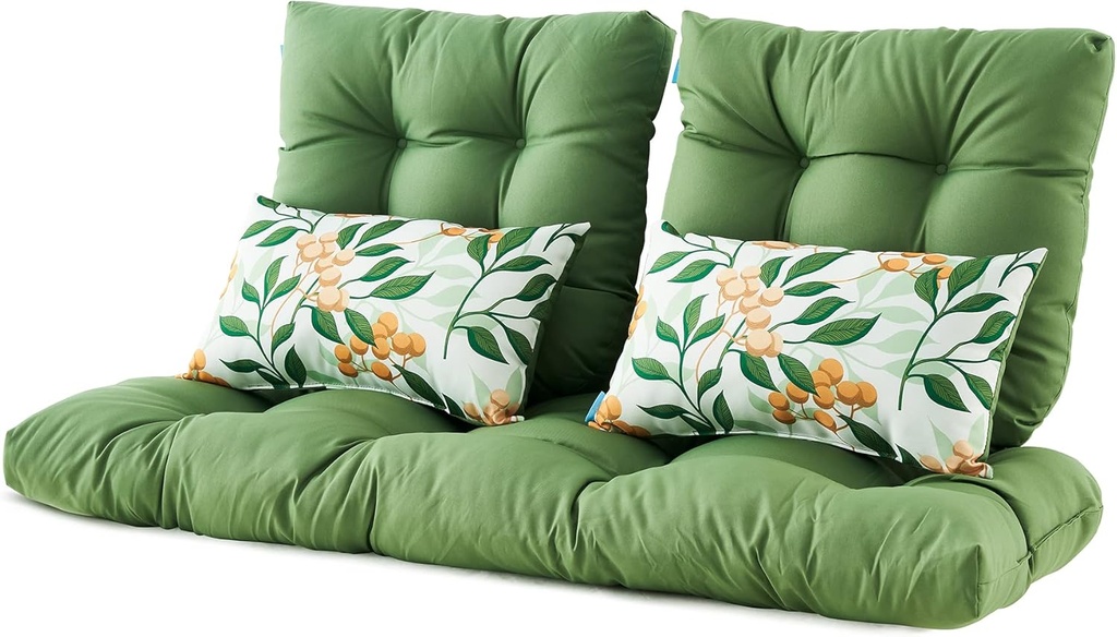 ARTPLAN Outdoor Cushions Loveseat All Weather Chair Cushions Bench Cushions Set of 5 Wicker Tufted Pillow for Patio Furniture