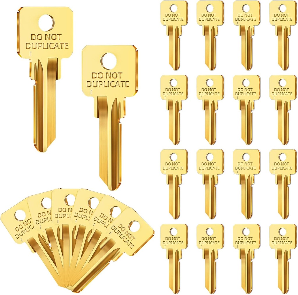 50 Pcs Do Not Duplicate SC1 Key Blanks Metal Replacements House Key Blank Door Lock Replacement Parts(Gold)