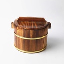 Rice Sushi Wooden Bowl Bucket Tub Oke Mixing Hangiri Wood Japanese Box Food Serving Steamer Tray Container Plate Basket Cooling, (L/20cm),1 Set