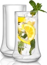JoyJolt Cosmo Insulated Highball Glasses – Set of 2 Insulated Glass Tumbler for Cocktails, Lemonade, Ice Tea – Charming No Condensation Glasses – 295 ml / 10 oz Modern Glassware