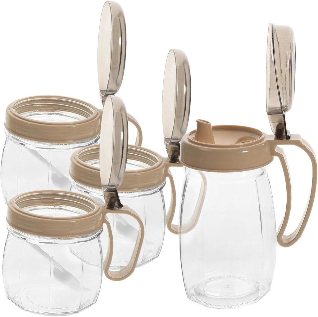 [BRSREEDRCR5WODI4] GLEAVI 4pcs Glass Spice Dispenser Set Airtight Lids Multi-functional Condiment Containers Salt Jars and Oil Bottles for Kitchen Organization