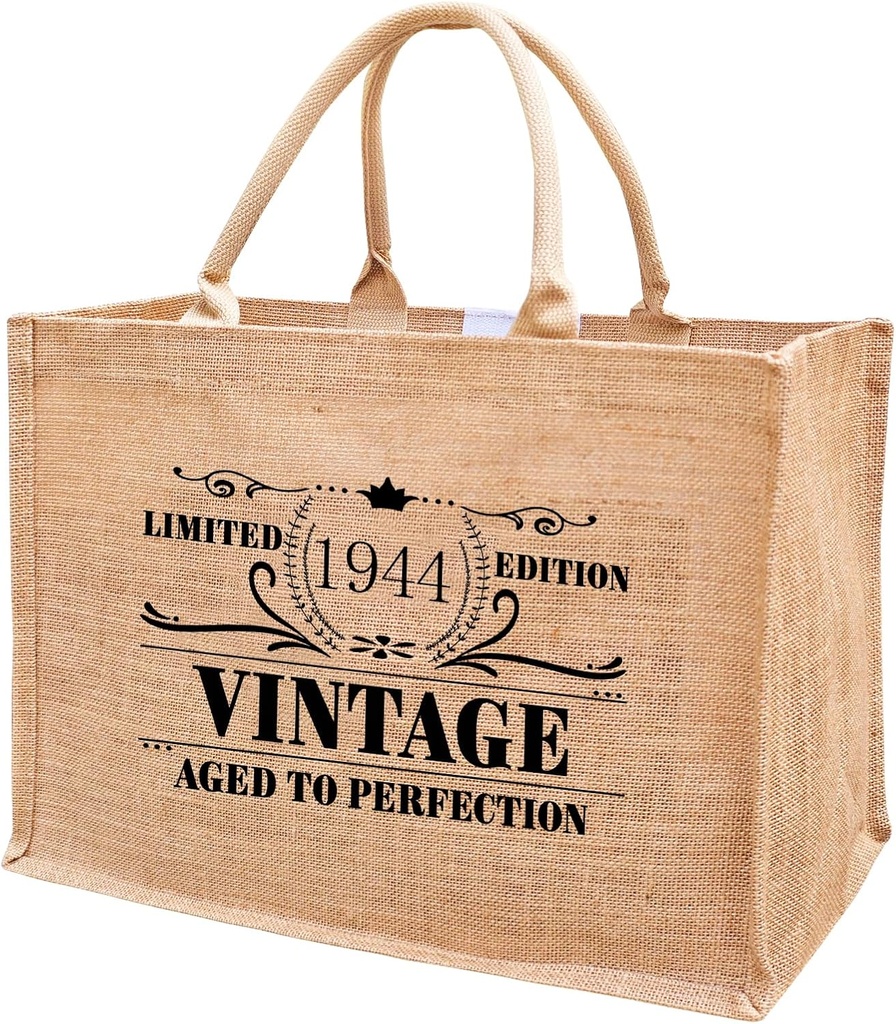 1935 1936 1937 1938 1939 1940 1941 1942 1943 1944 1945 Burlap Jute Tote Bags for Women, 17" x 6.8" x 11.8"