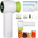 cjc 4-in-1 Portable Cordless Food Vacuum Sealer, Handheld Vacuum Sealers Machine,60Kpa Strong Suction,1200 mAh Rechargeable Battery, with 10 Reusable Bags for Meat fruit Storage
