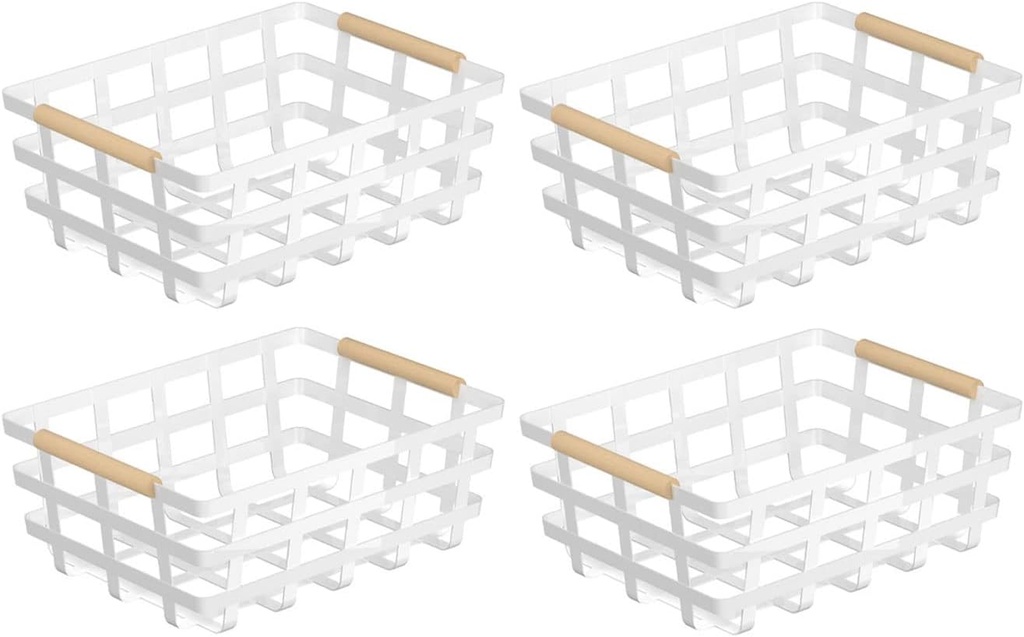 Wire Metal Baskets Farmhouse Baskets Storage Organizer Farmhouse fruit Bin Metal Wire Food Storage Basket Organizer for Kitchen Cabinets, Pantry