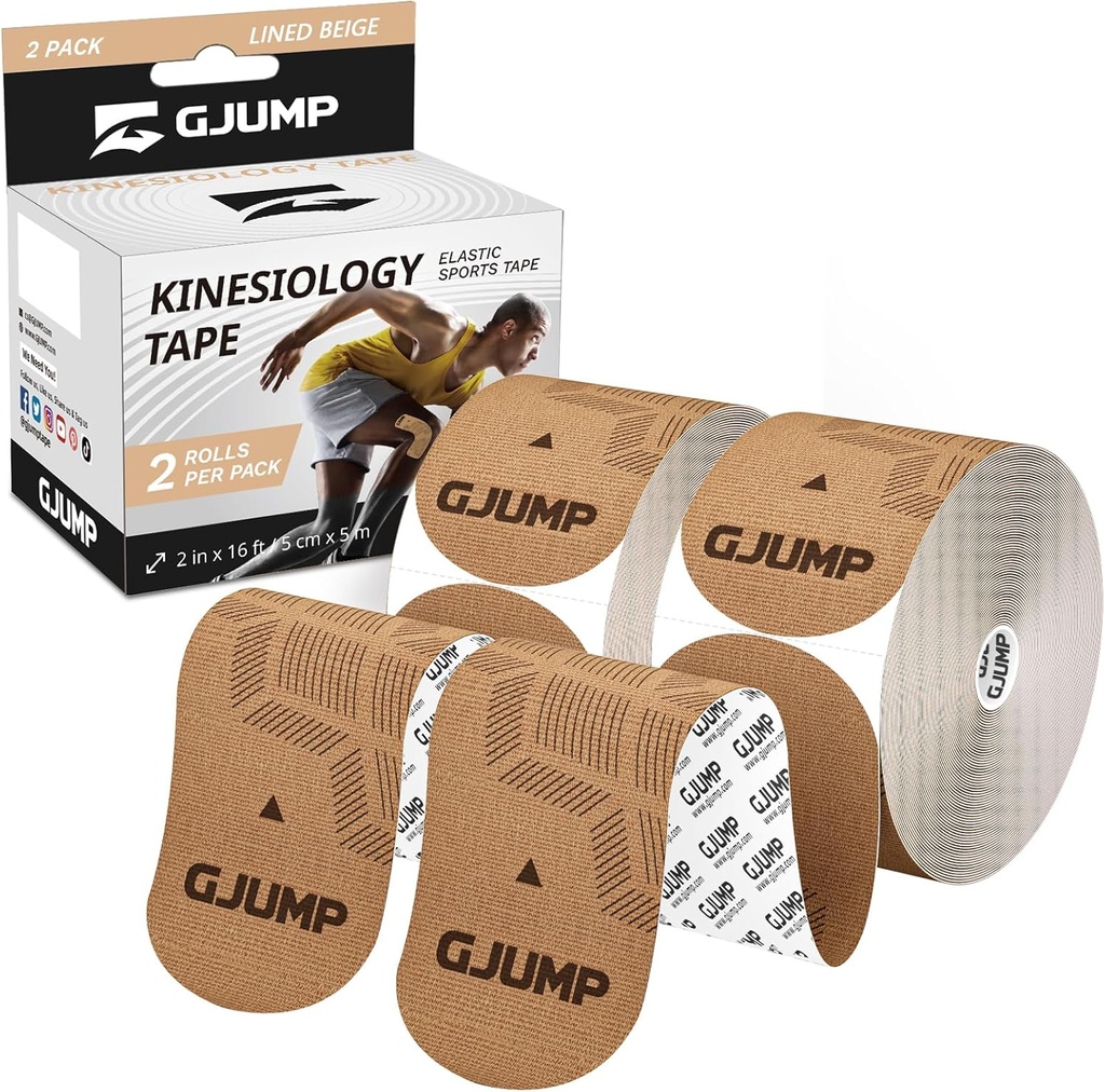 Kinesiology Tape, 40 Count Precut Strips 2 Rolls, Original Cotton Elastic Athletic Tape for Muscle Strain Relief & Joint Support, Waterproof & Breathable Sports Tape for Support and Recovery