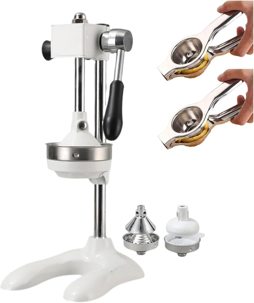 Hand Press Juicer Machine, Manual Citrus Juicer, Hand Press Orange Juicer Press, Commercial Citrus Juicer Lemon Squeezer, Comes With 2 Molds For Added Convenience(White)