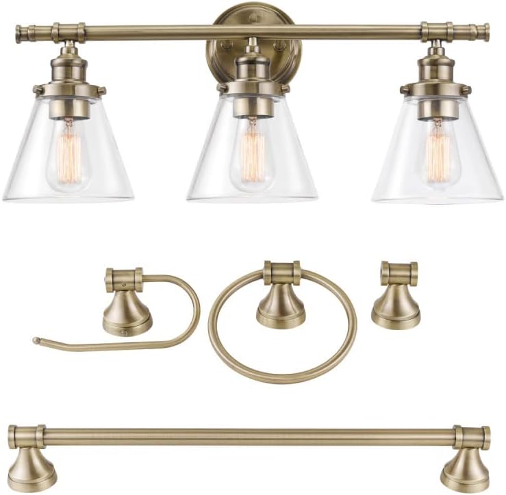 GLOBE Electric 51381 Parker Vanity Light, 3 Bath Set, Brass