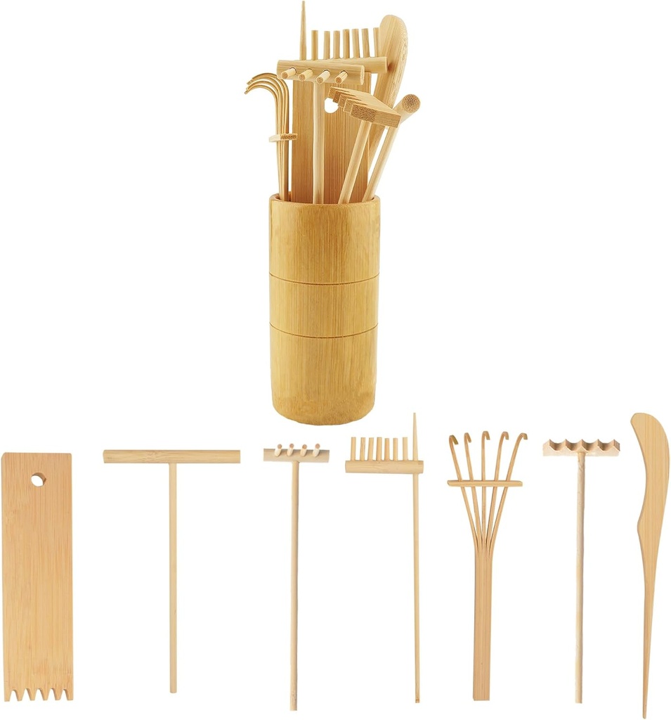 Dorhui 7Pcs Mini Zen Garden Rakes, Zen Sand Garden rake Set, mini Zen Garden Tools and Accessories for Home Gift Garden Decor Serenity and Spiritual Meditation Gifts