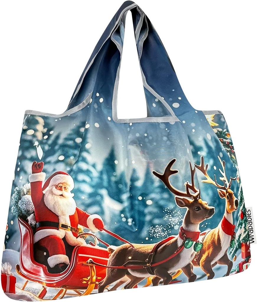 allydrew Large Foldable Christmas Holiday Nylon Reusable Grocery Bag