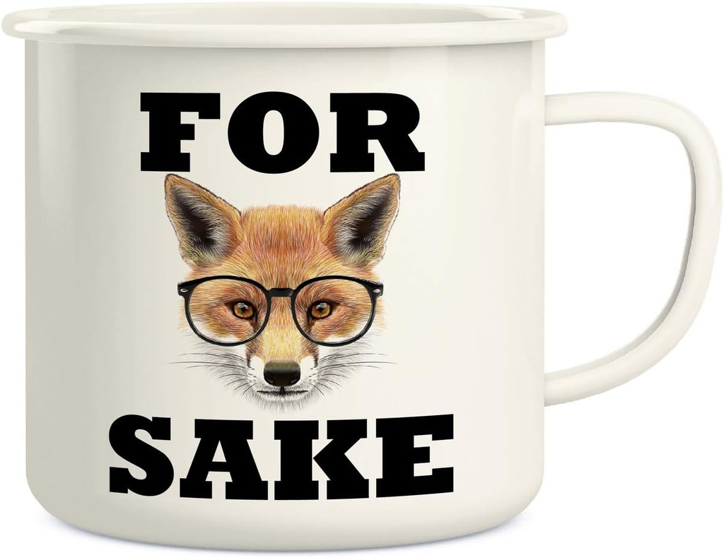 Retreez For Fox Sake 16 Oz Enamel Stainless Steel Metal Camping Campfire Coffee Mug Cup - Funny, Sarcasm, Sarcastic, Inspirational birthday gifts for friends, coworkers, siblings, dad or mom.