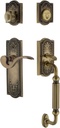 Nostalgic Warehouse Meadows Plate F Grip Entry Set Manor Lever in Antique Brass