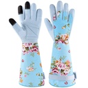 Long Gardening Gloves for Women, Breathable Flexible Fit, Comfortable Durable Work Gloves for Planting, Weeding & Outdoor Yard Activities, Blue Medium