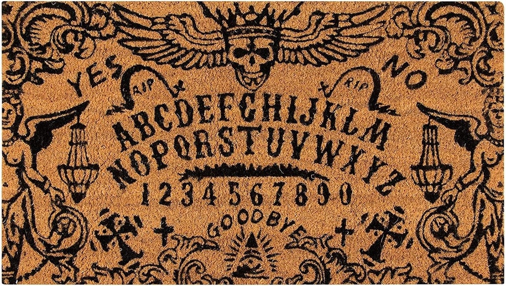 Juvale Ouija Board Front Door Mat - Brown Spooky & Funny Welcome Mat for Porch, Patio, and Entryways, (30 x 17 in) (Weather-Resistant) - Halloween Doormat