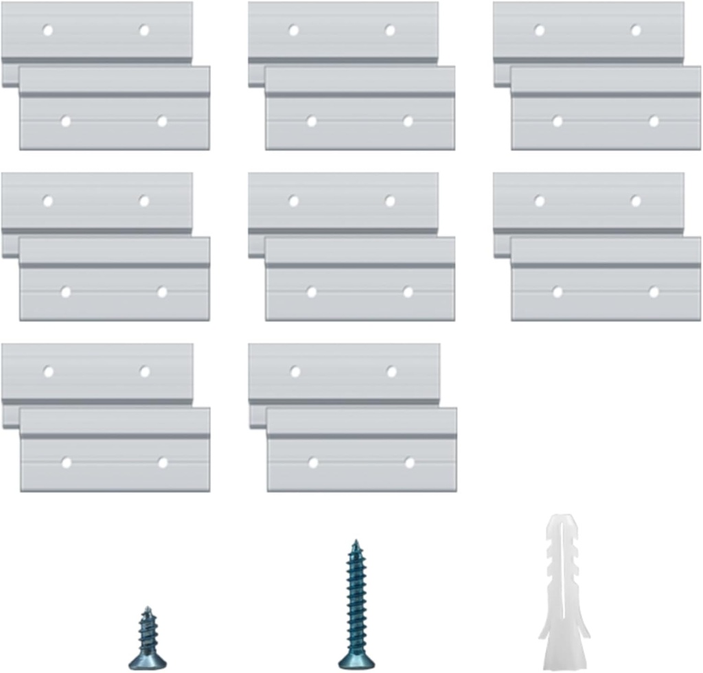 Cleat Picture Hanger Hardware Kit - 8 Pairs 2'' Aluminum Z Hanger Wall Mount Bracket Kit, Interlocking Z Clips for Hanging Wall Art, Mirrors, Panels, Cabinets, Whiteboards