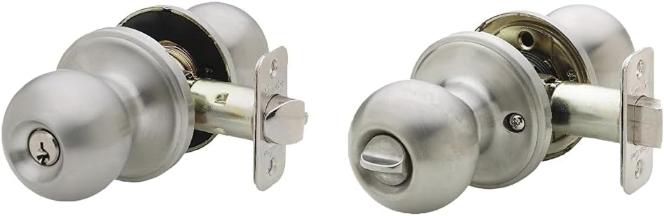 Copper Creek BK2040SS Keyed & BK2030SS Privacy Ball Door Knobs, Satin Stainless Steel, 1 Pack Each
