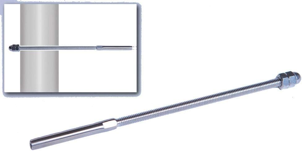 Stainless Steel DIY Hand-Crimp Long Threaded Tension Ends for 1/8" Cable Railing (7-1/2” Long, for 4x4 or 6x6 Deck Wood Posts) - Lot of 10