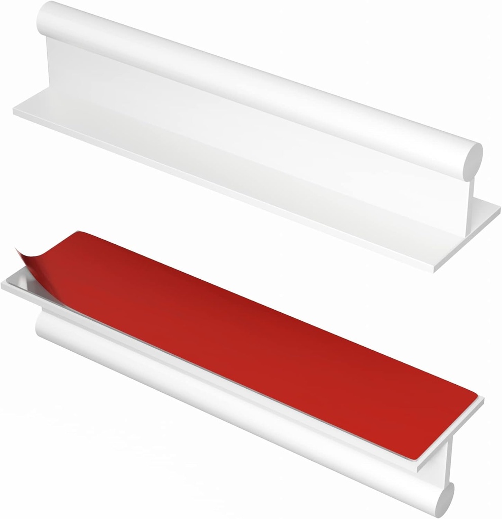 HRX Self-Adhesive Edge Fingerpull Door Handle - Easy to Install Screwless Peel and Stick on Glass, Wood, Metal, Plastic - Sliding Doors Knob for Kitchen Fronts, Drawers & Dressers Panels - 2 Pack