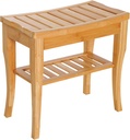 HOMCOM Long Bamboo Shower Bench Seat, 20" Wooden Spa Shower Stool with Underneath Storage Shelf Shoe Organizer