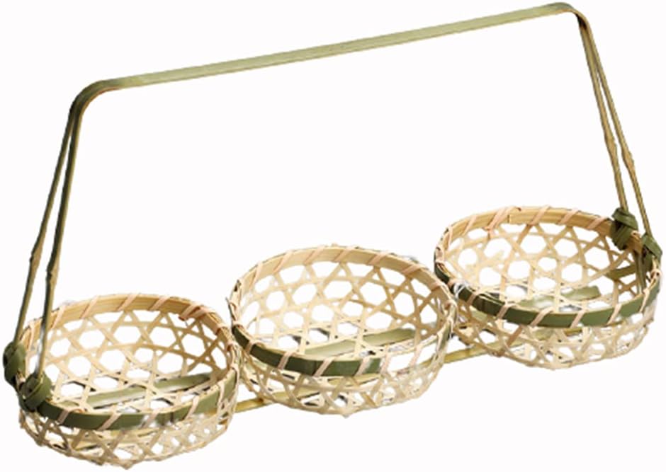 Natural Bamboo Fruit Basket for Kitchen, Handmade Bamboo Woven Basket Wall Art Ornament for DIY Drying Food Fruit Basket Kitchen Wall Hanging Decorations,Shopping Basket D