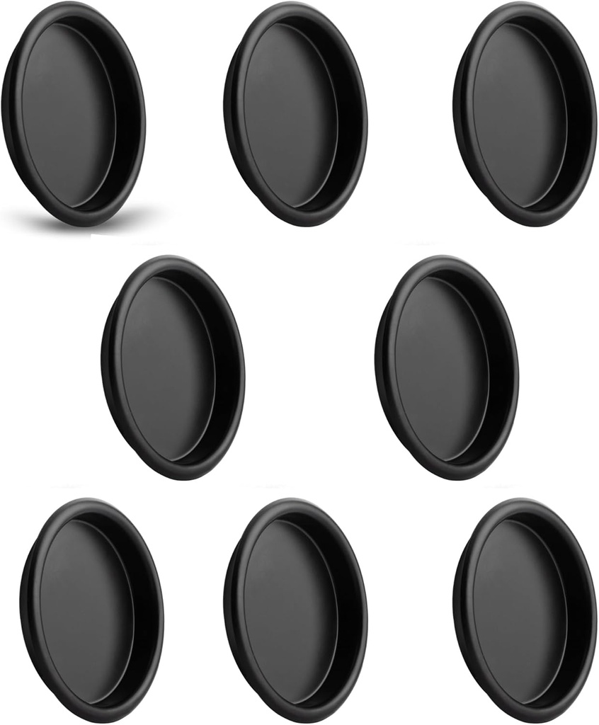 HOMOTEK 8 Pack Closet Door Finger Pulls, 2-1/16' Round Sliding Door Handles, Matte Black