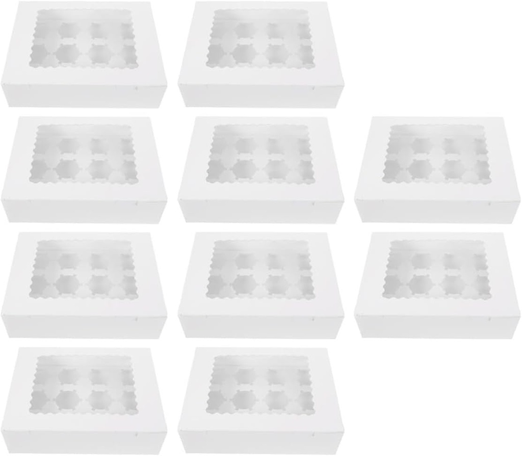10Pcs Paper Cupcake Box with Window Design Cake Packaging for Egg Tarts Cookies and Desserts Versatile Bakery Boxes for Safe and Stylish Presentation