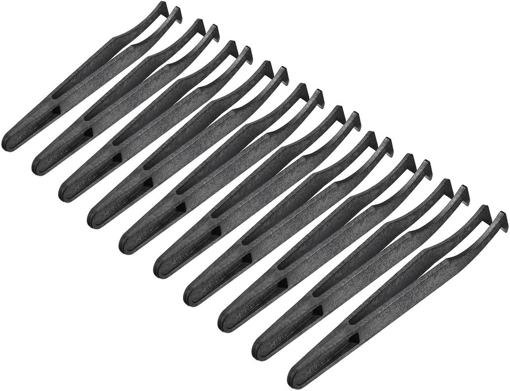 uxcell Plastic Anti-static Tweezers, Precision Curved Tip for Jewelry Craft DIY Beauty Electronics Repair Tool Black 10 Pcs