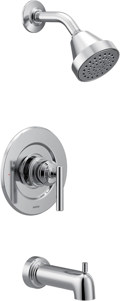 Moen Gibson Chrome Pressure Balancing Eco-Performance Showerhead, Shower Handle, and Tub Spout, Posi-Temp Valve Required, T2903EP