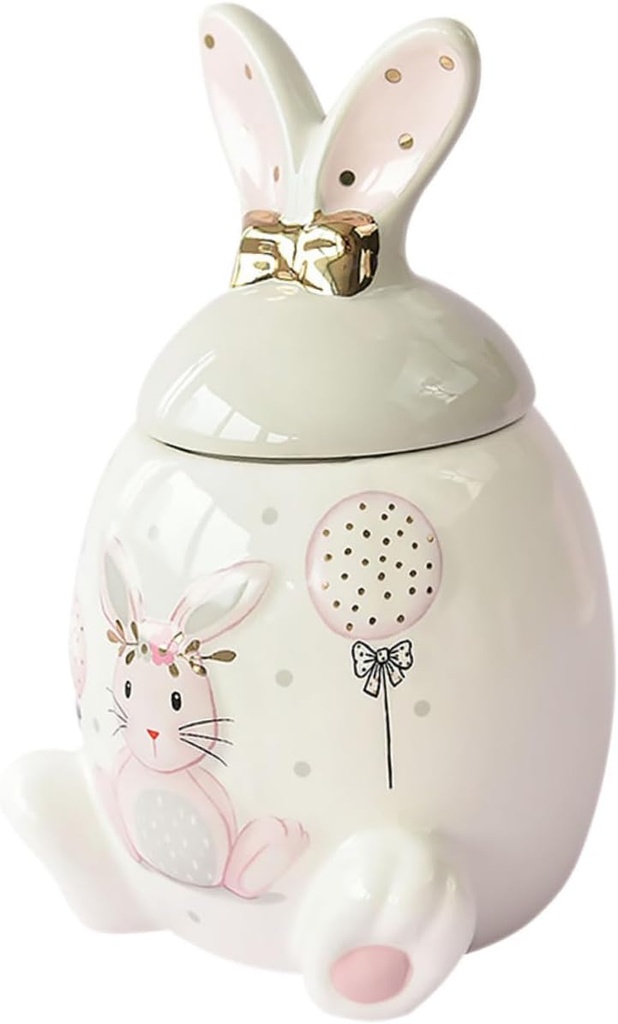 IMIKEYA Cute Ceramic Storage Jar Food Storage Container for Cookies Tea and Snacks Adorable Bunny Design for Kitchen Countertop and Pantry Organization