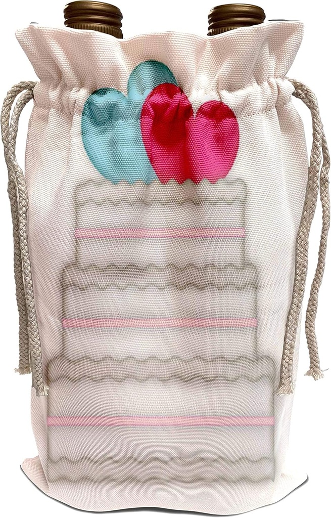 3dRose Florene Special Events - 3 Tier Wedding Cake With Hearts - Wine Bag (wbg_38992_1)