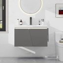 YOURLITE Bathroom Vanity with Sink, LED Floating Bathroom Vanity, Wall Mounted Storage Vanity Cabinet with Invisible Handles, Undermount Sink