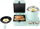 3 in 1 Breakfast Station, Macaroon Household Breakfast Maker, Electric Mini Toaster Bread Sandwich Maker, Multifunctional Breakfast Machine with Non-stick Coating Frying Pan, Boiling Pot, Food Steamer