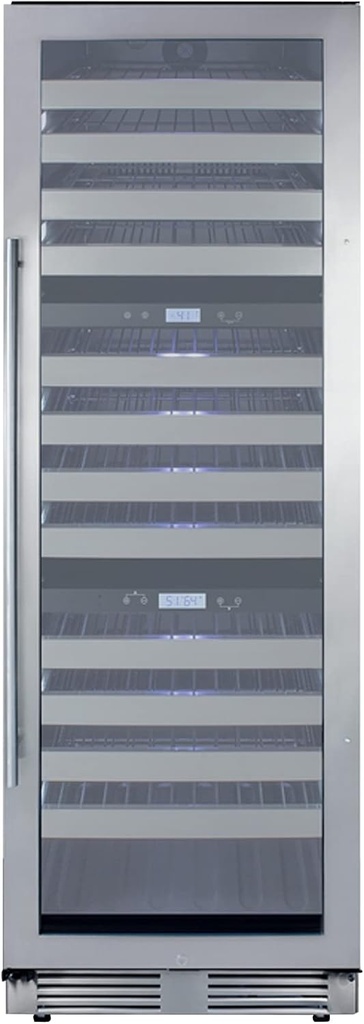 Summit Appliance SWCP1988TCSS 24" Wide Triple Zone Wine Cellar, 2 Cooling Systems, Double Pane Tempered Glass Door, Digital Thermostats, LED Lighting, Factory-installed Lock, Open Door Alarm