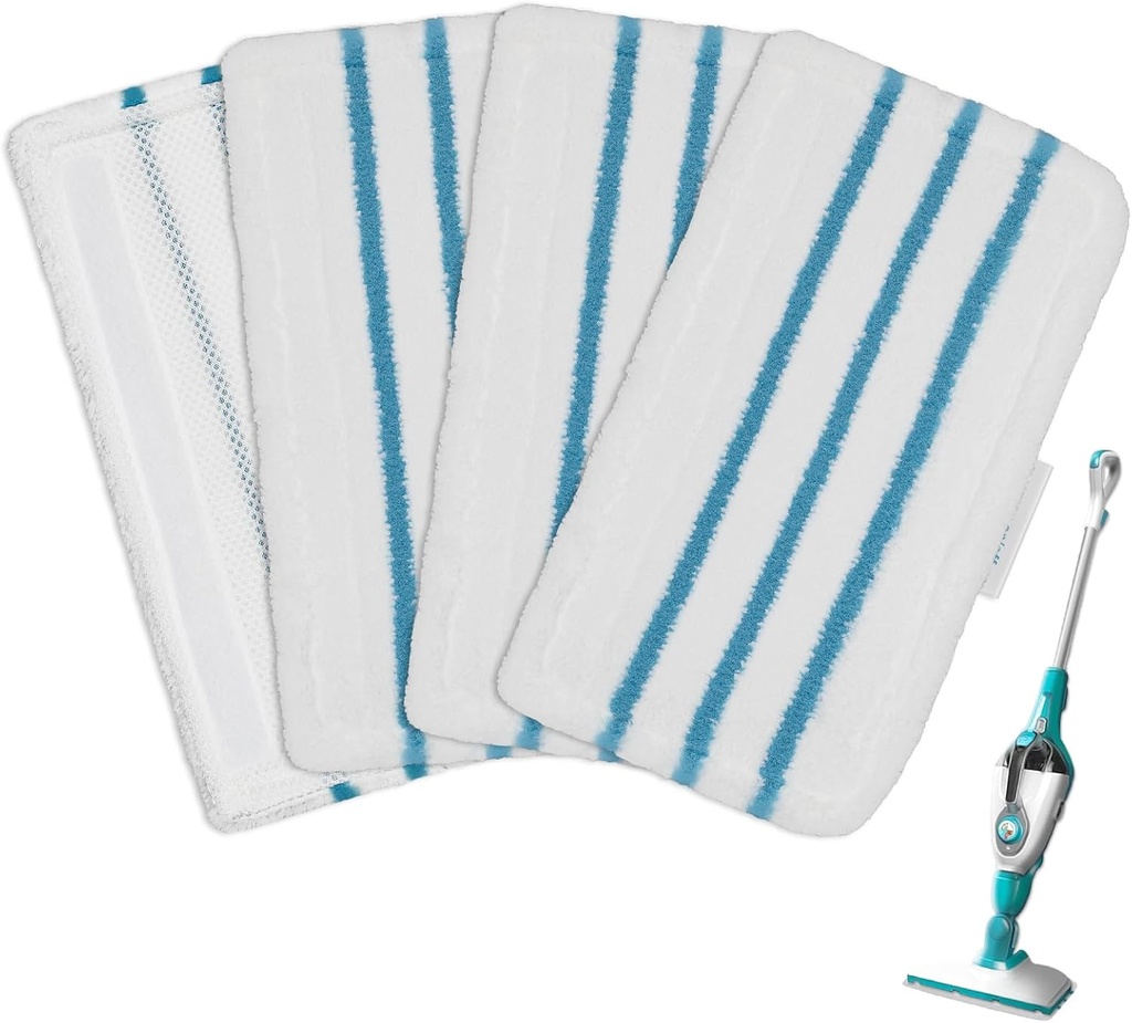 4Pack Steam Mop Pads Replacement for Black+Decker Steam Mop SM1600, SM1610, SM1620, HSM13E1, HSMC1300FX, HSMC1321, HSMC1361SG Cleaner Black and Decker Steam Mop Replacement Pads