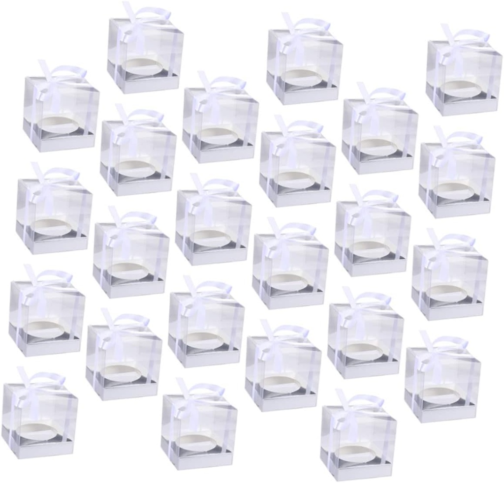 24pcs Portable Moon Cake Boxes with Ribbon Folding Food Storage Containers Packaging Treats and Desserts